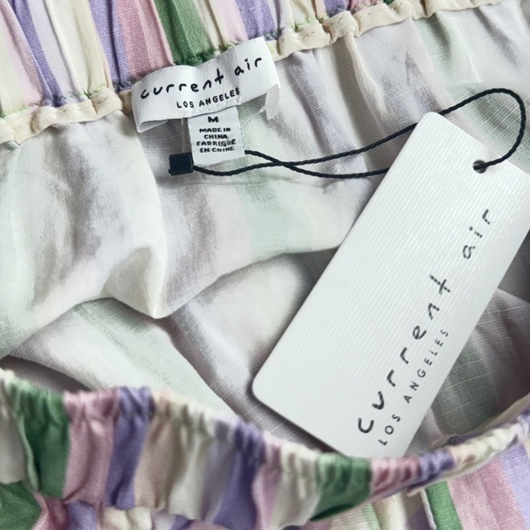 Current Air Linen Blend NWT Pastel Stripe Skater Skirt M Anthropologie Boho - Picture 4 of 8